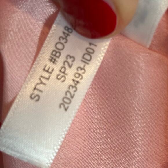 J. Crew Factory Clip Dot Smocked Ruffle Neck Pink M - Picture 10 of 11